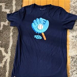 Blue Graphic T-Shirt with Baseball Glove Design Kids Under Armour